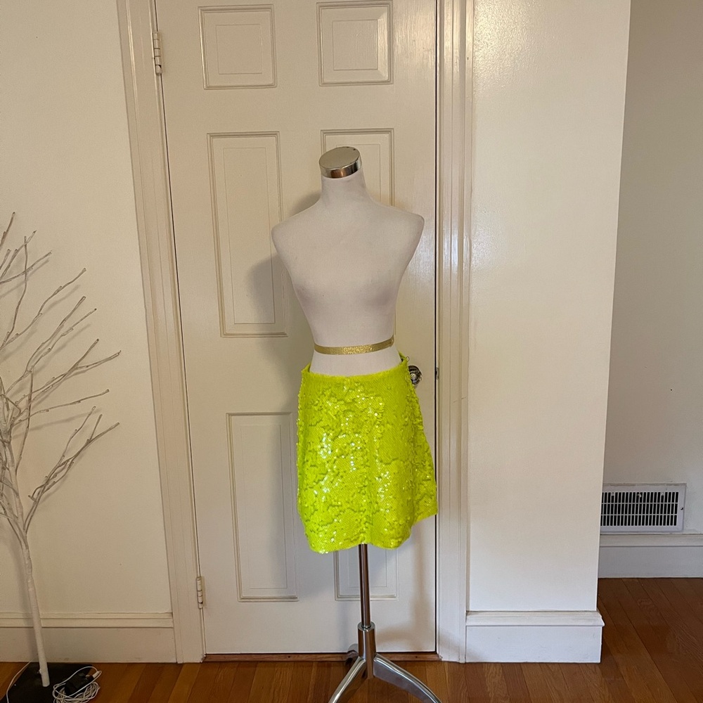 Leith Neon Sequin A line Mini Skirt Medium Read